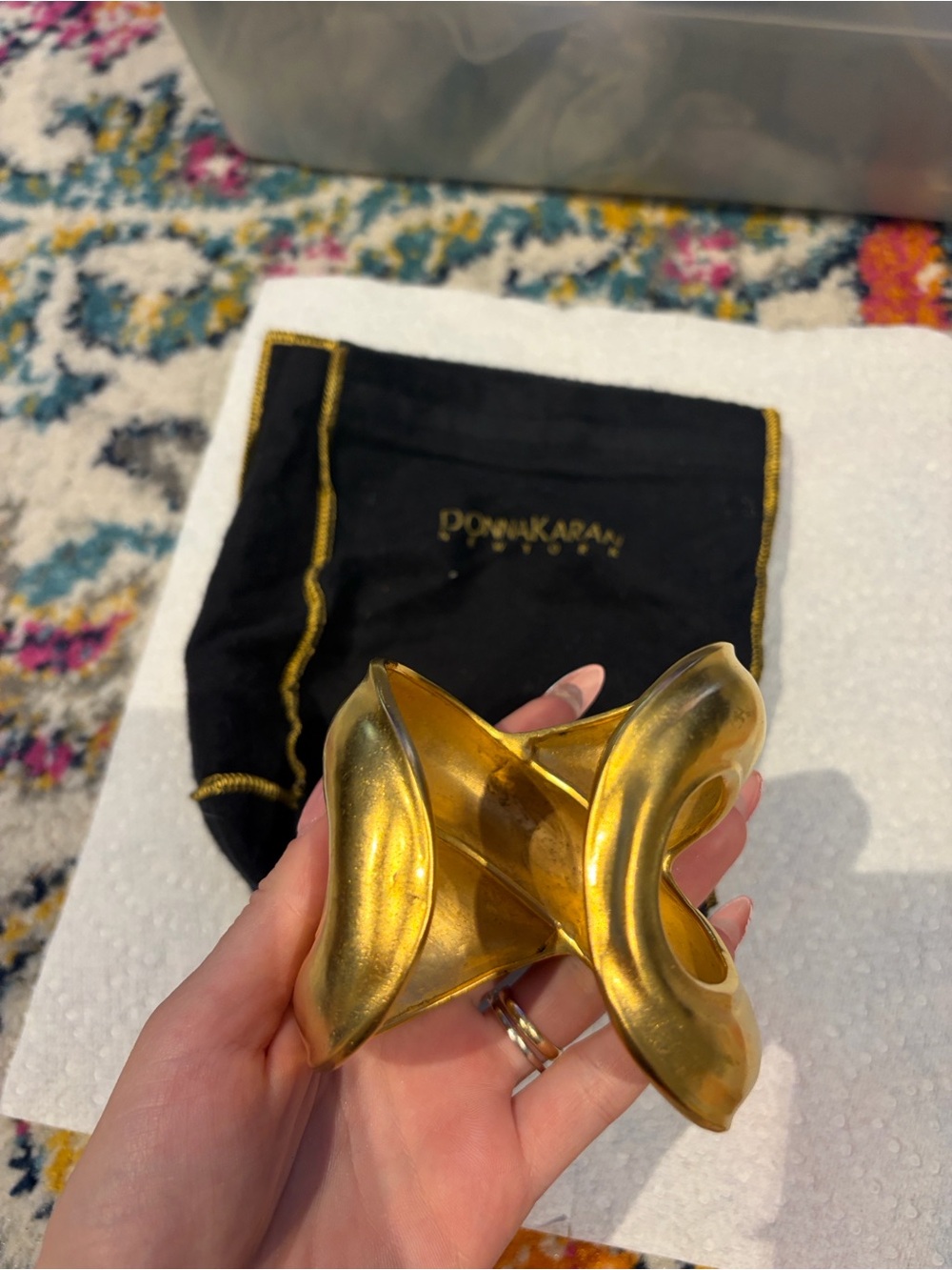 Donna Karan Gold Sculptural Crossover Bracelet - Picture 3 of 7